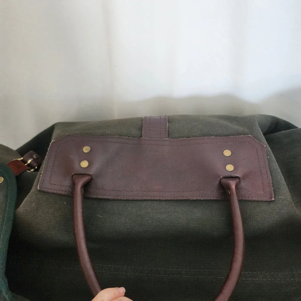 Orvis Battenkill Canvas Duffle Bag Green Leather 30